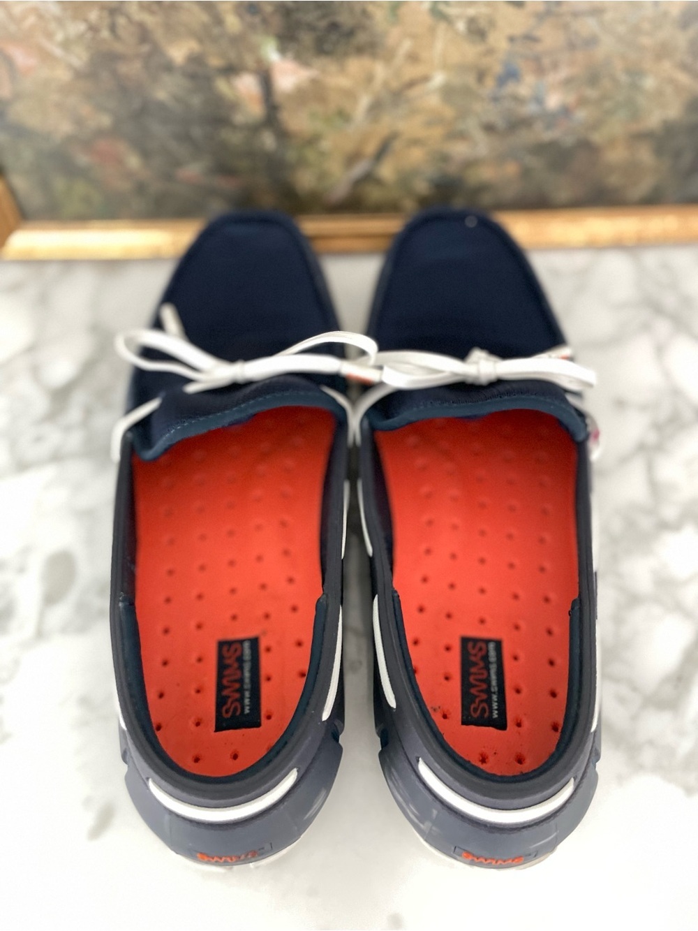 SWIMS Loafers Preppy Navy Blue Boat Shoes Yachting Beach Pool - Picture 3 of 6
